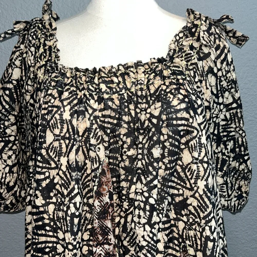 FREE PEOPLE Batik Tribal Flowy Boho Bohemian Flowy Baby Doll Dress - NWT - XS
